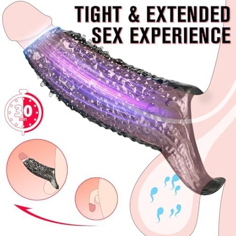 Realistic Male Cock Sleeve Penis Extender Penis bigger Ultra-Soft Penis Ring for Men to Enlarge Prolong Sex Toys for Adult