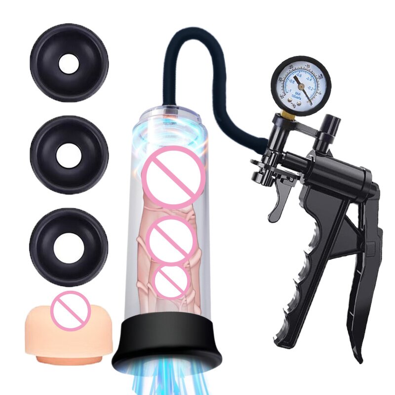 Men Sex Toys for Enlargement Vacuum Penis Pump Enlarger Device Male Enlarging Pump Extention with 1 Pcs Vagina Sleeve Cock Pumps