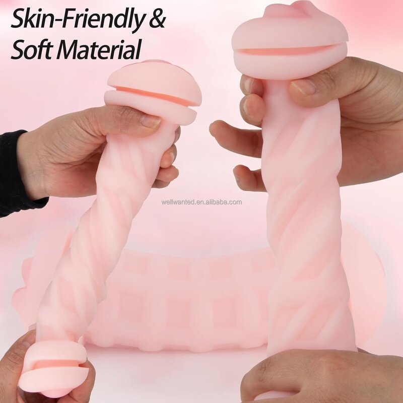 2in1 Male Masturbators Double-Side Silicone Hand Free Pocket Toy, Realistic Texture Male Masturbation Cup for Masturbation
