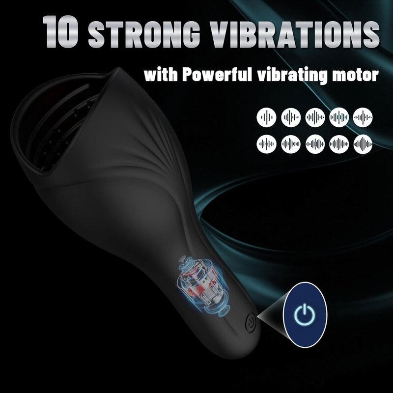 Silicone 10 Dynamic Frequencies Male Penis Vibrator Male Stroker Sex Toys for Men Strong, Silent Waterproof Mens Vibrator