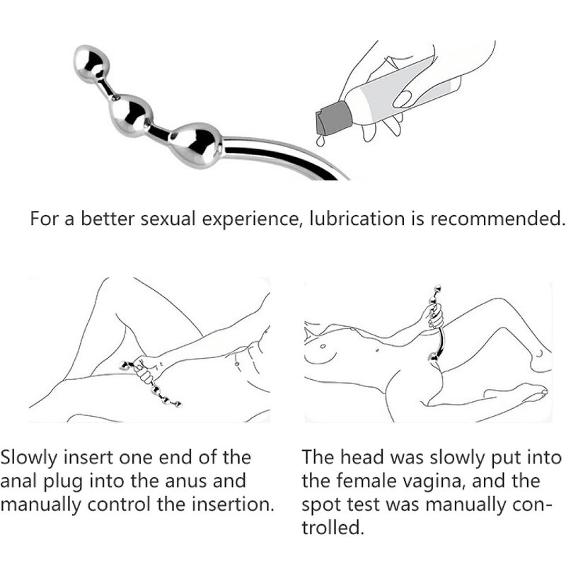 Fun Metal Sex Toy Stainless Steel G Spot Wand Massage Stick Kegel Exerciser P-Spot Stimulator Prostate Massager Anal Plug Dildo