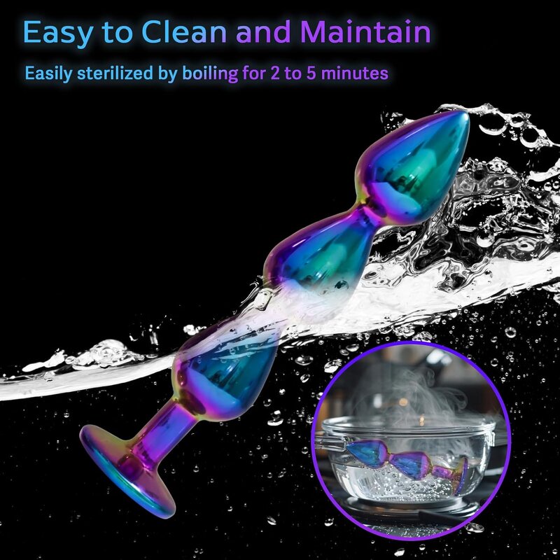 3pcs Stainless Steel Anal Trainer Butt Plug Metal Anal Beads Sex Toys for Men Women and Couples