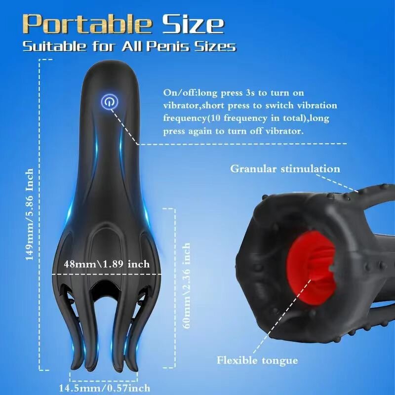Male Glans Stimulate Massager 10 Modes Penis Delay Trainer Vibrator Rotate Masturbator Automatic Oral Climax Sex Toy for Men