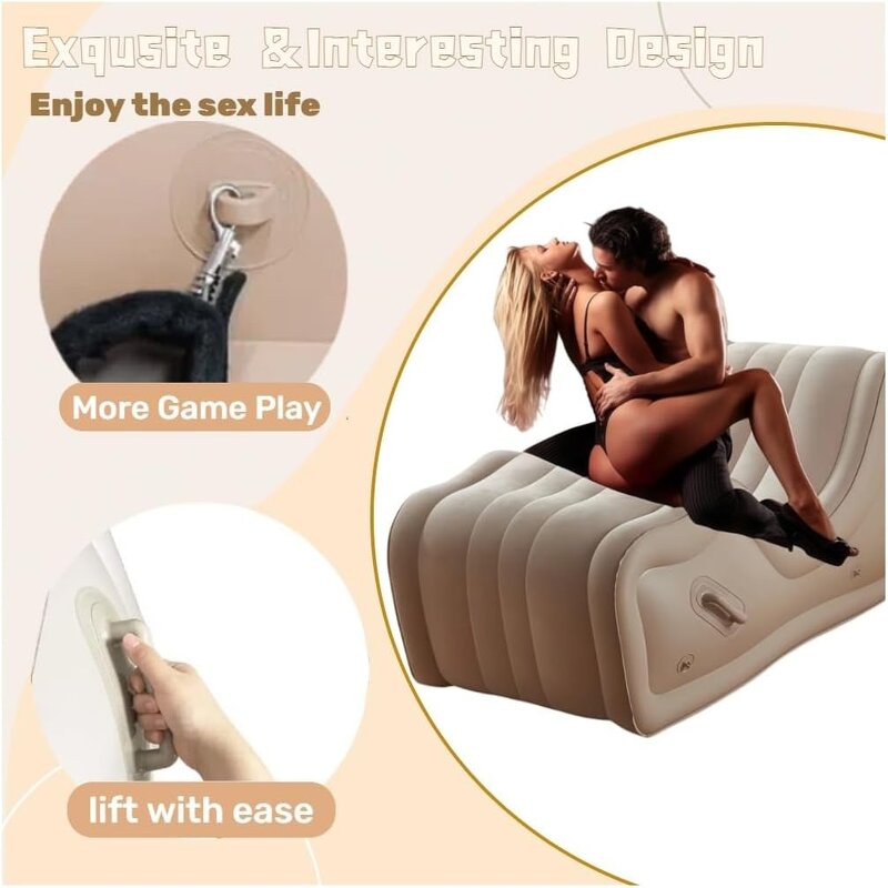 Sex Furniture Sofa Pillow with Automatic Air Pump, BDSM Gear Inflatable Cushion for Couple Sexual Position Multifunctional Sofas