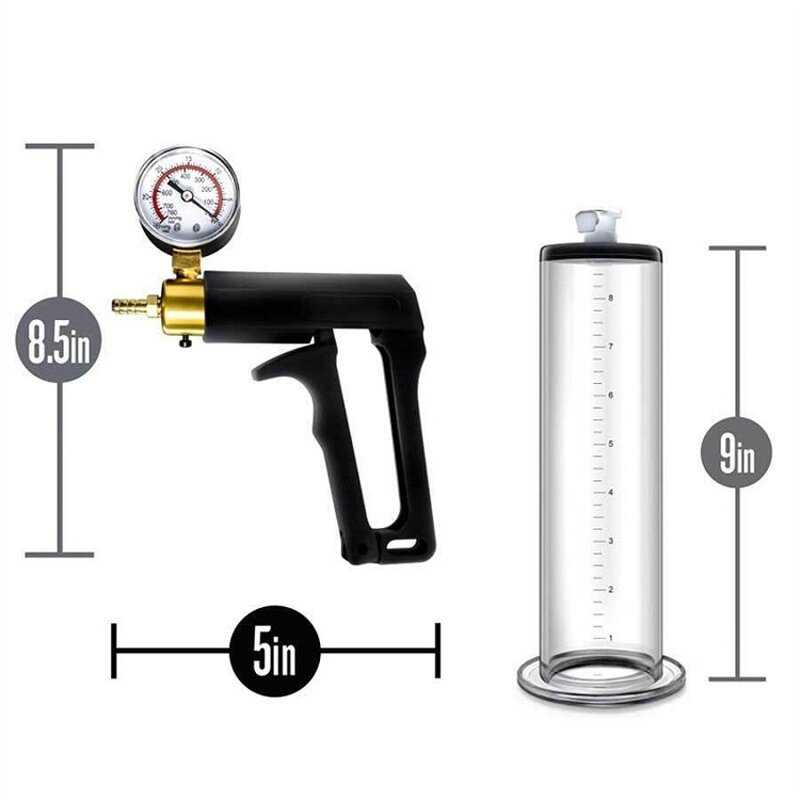 2.25 Inch Cylinder Penis Pump Kit with Vacuum Gauge Handle Fun Sex Toys for Men, Various Suction Levels for Penis Enhancement
