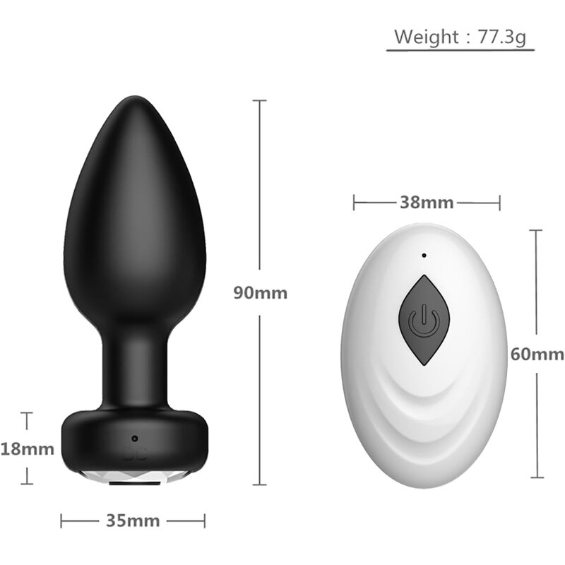 USB Power Supply Wireless Remote Control Anal Butt Plug Vibrator Sex Toy Anal Plug Stimulator & Masturbator Dildo