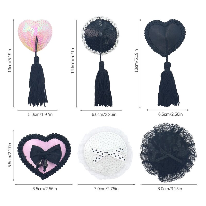 Reusable Adhesive Nipple Covers Pasties, Shiny Glitter Sequin Silicone Round-Shaped Breast Petals Bra with Tassel