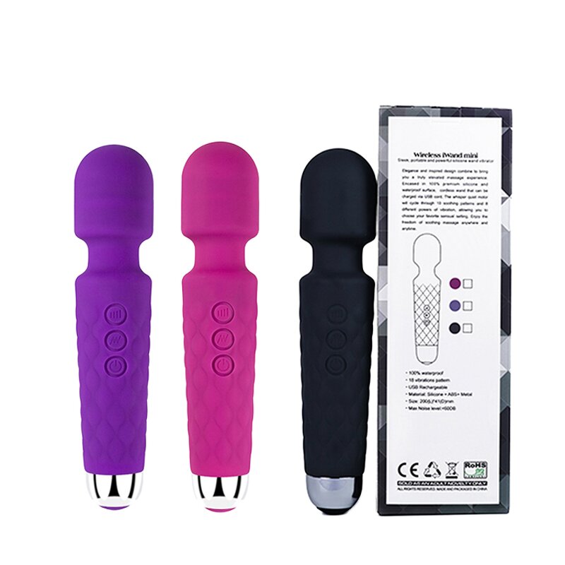 8 Speed 20 Frequency Hot Sale Silicone Wand Massager Waterproof Magic Personal Massager USB Rechargeable Vibrator