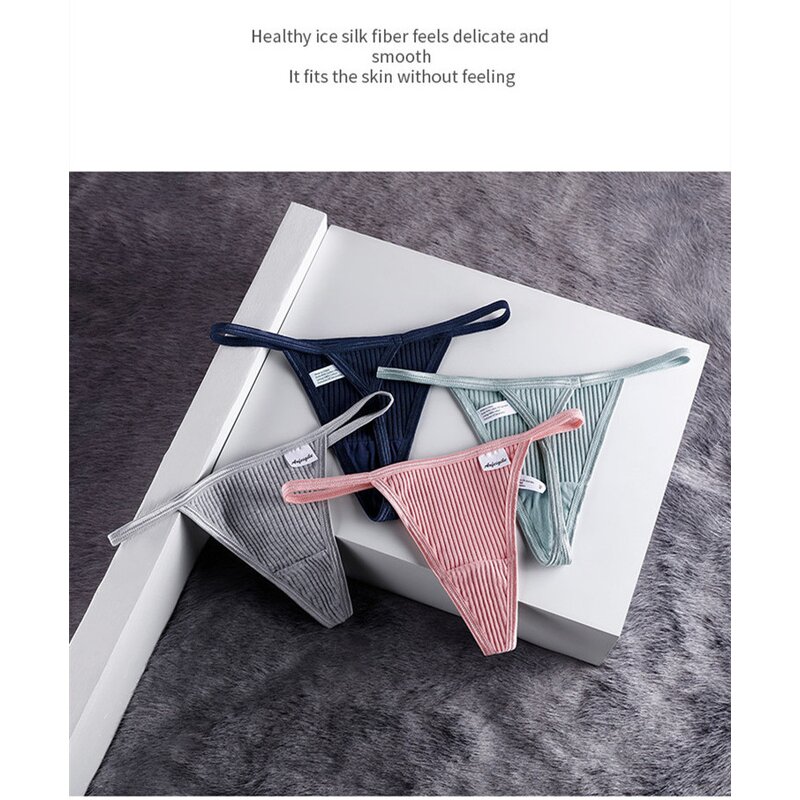 6 Color G-String Thongs for Women Cotton Panties Stretch T-back Tangas Low Rise Hipster Underwear Sexy S-XL