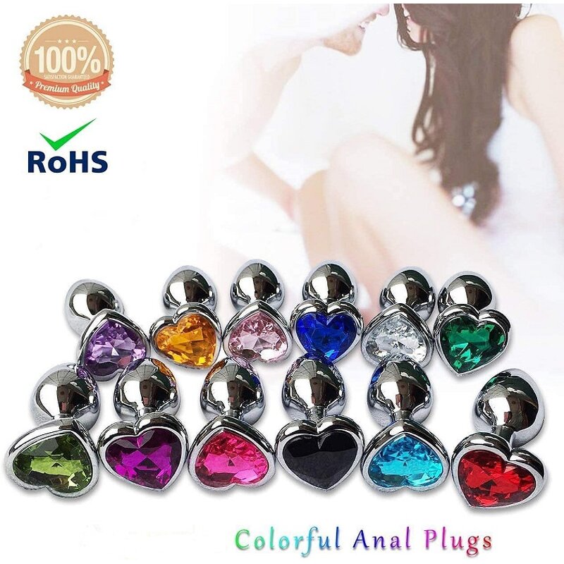 3Pcs Set Luxury Metal Butt Toys Heart Shaped Anal Trainer Jewel Butt Plug Kit S&M Adult Gay Anal Plugs Woman Men Sex Gifts