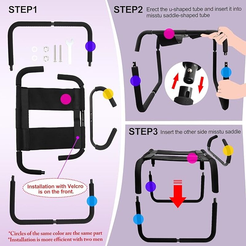 Sex Furniture, Sex Chair Positions Bouncing Mount Stools, Weightless Love Position Aids Chair with Handrail and Bondage Kits Set