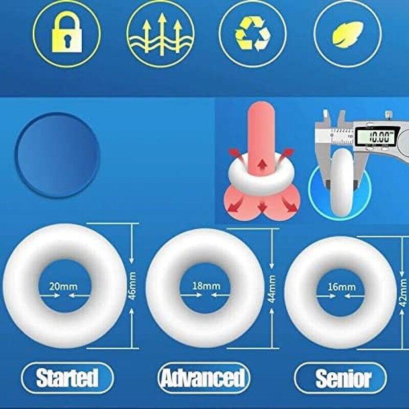 3 Pieces Different Size High Quality Food Grade Elastic Silicone Penis Medical Grade Male Delayed Ejaculation Cock Rings Set