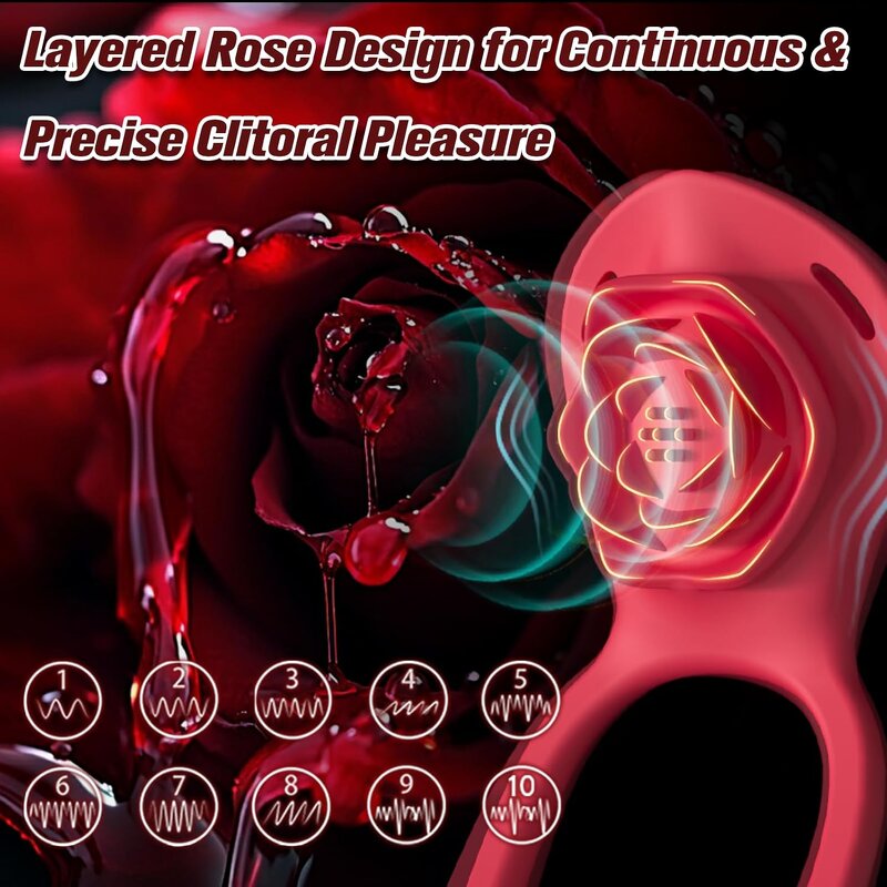 Couples Rose App Remote Control Wearable Vibrator, Couple Women Adult Sex Toys Games for Men, Hands Free Panty Clitoris Vibrator