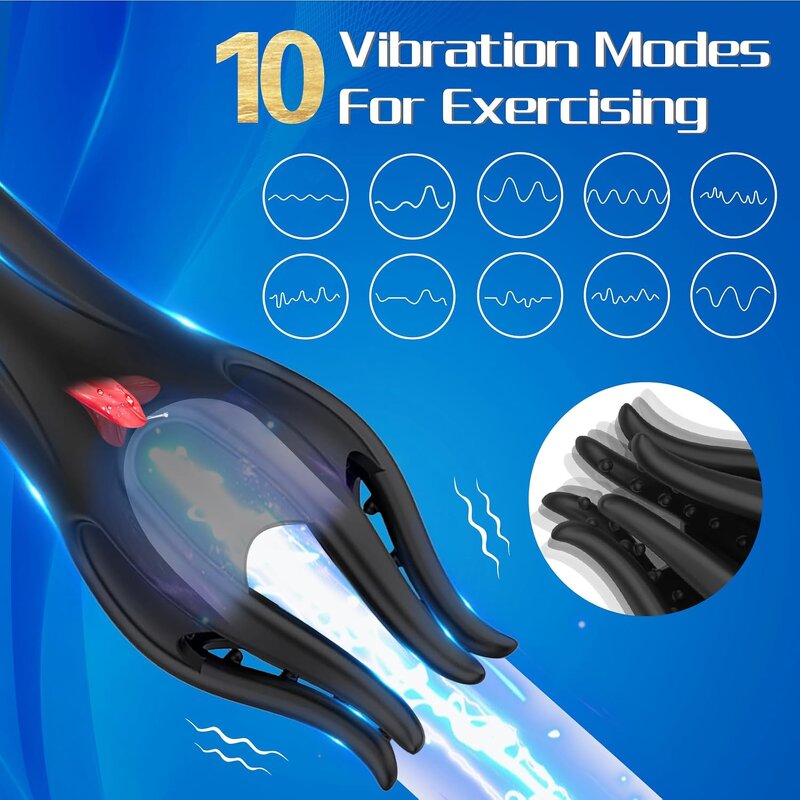 Male Glans Stimulate Massager 10 Modes Penis Delay Trainer Vibrator Rotate Masturbator Automatic Oral Climax Sex Toy for Men