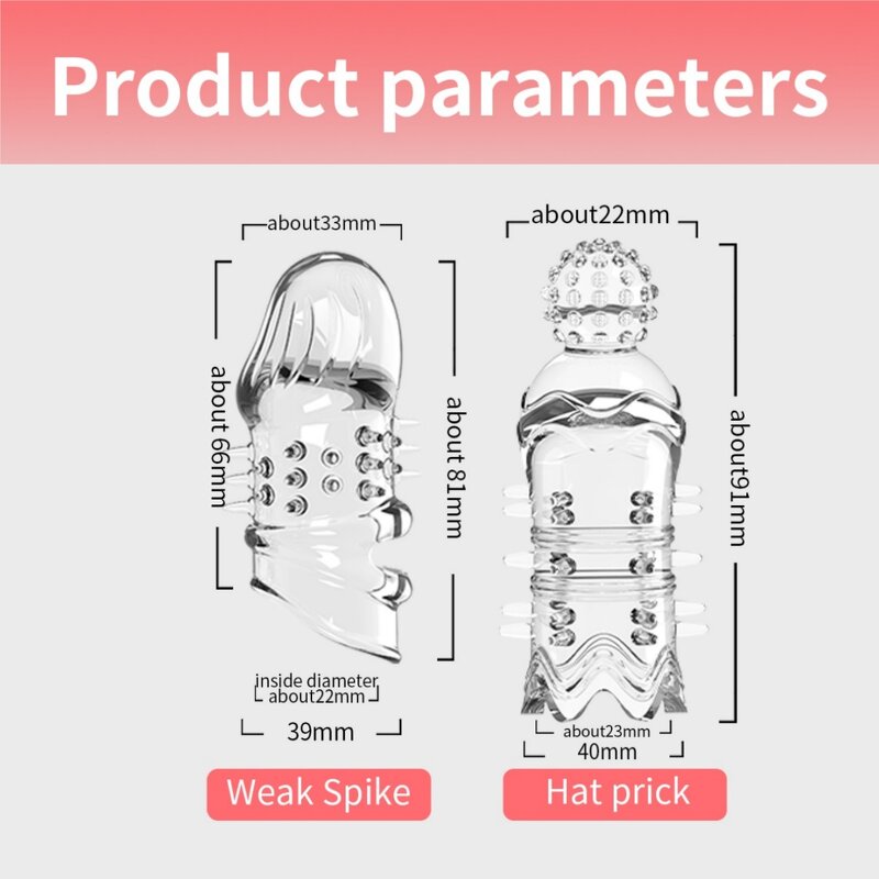 2 PCS Crystal Penis Sleeve Glans Cover Penis Enlargement Sleeve Extender Exercise Sex Toys for Men Sex Products