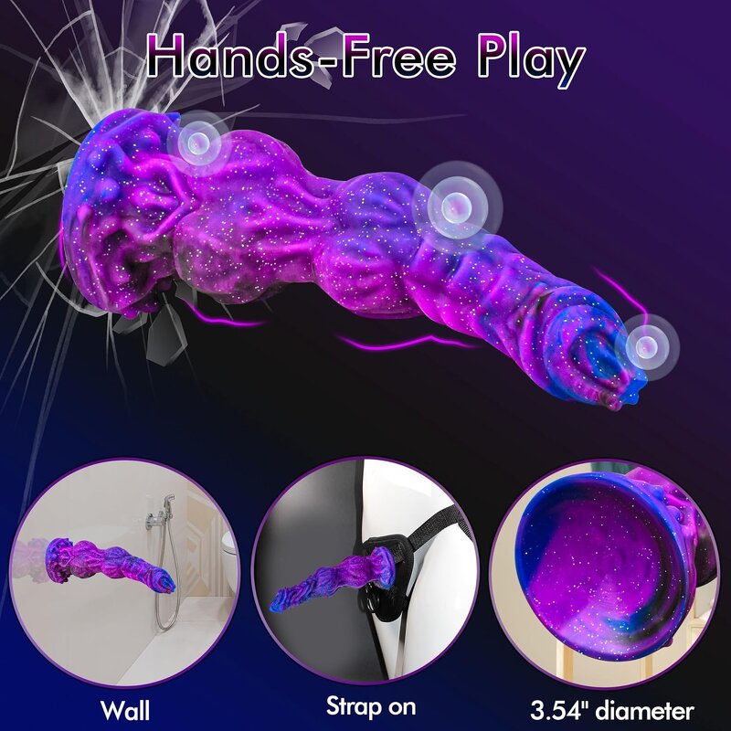 9.6" Large Anal Toy Monster Animal Dildo Dog Sex Toys, Fantasy Knot Dildo Dragon Horse Dildo with Strong Suction Cup for Women