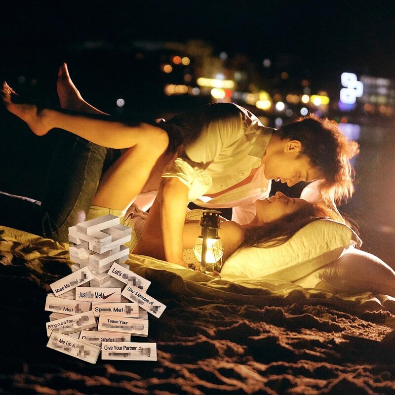 Lust Tower Games for Adults Super Naughty Block Tower Tumbling Wooden Tower Stacking Block for Couples Date Night for Valentine