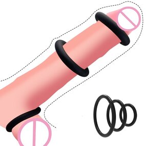 3pcs/set Durable Black Silicone Penis Cock Ring Men Ejaculation Delay Rubber Rings Sex Toys for Male