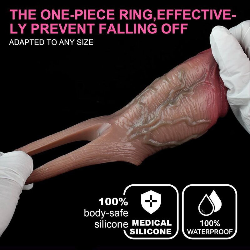 Realistic Cock Penis Extender Sleeve Dildo Extender for Men, Soft Silicone Lifelike Penis Grith Extender with Penis Ring for Men