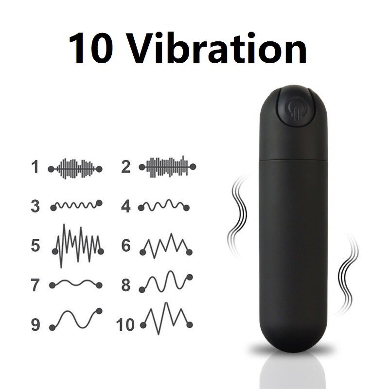 Mini Bullet Vibrator for Women Made of Body-Safe Silicone, Fully Waterproof, USB Rechargeable with 10 Vibration Settings