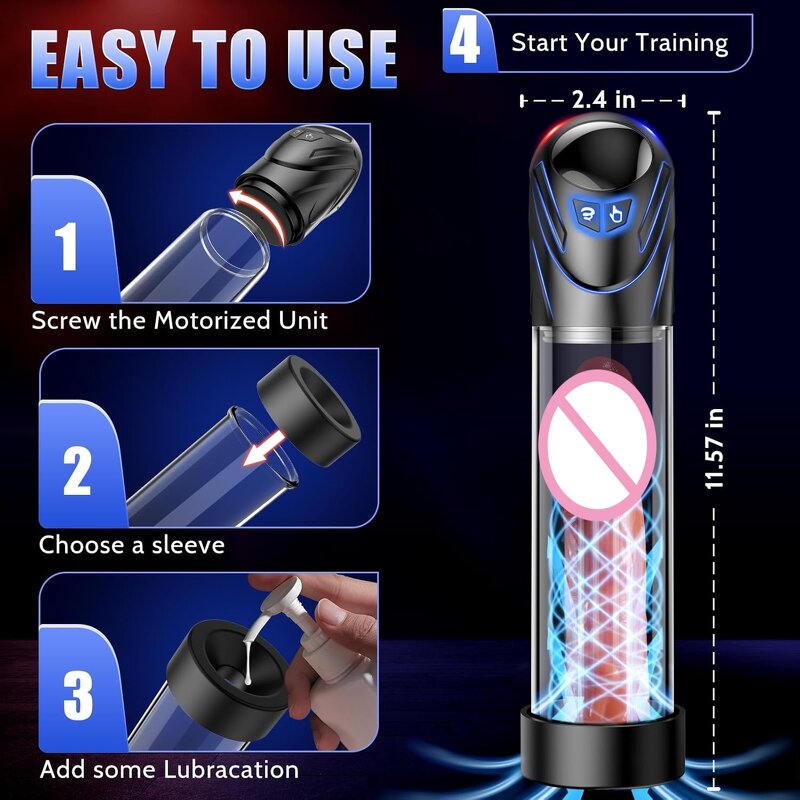 Electric Penis Pump Sex Toy Penis Extender Vacuum Pump Penis Enlargement Pumps for ED Trainer Dick Pump Male Masturbators Adult