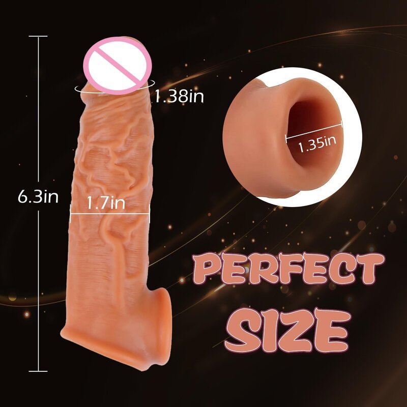 Penis Sleeve Extender Enlarger Stretcher Suitable for All to Extend Male Stamina of Cock Sleeve for Thicken Reusable Condom