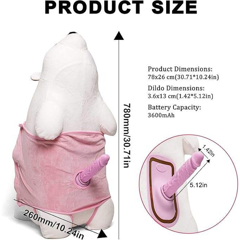 Sex Machine White Doll Bear Toys Dildo,Thrusting Invisible Telescopic Dildo Penis Masturbation Machine Female Sex Play Pillow