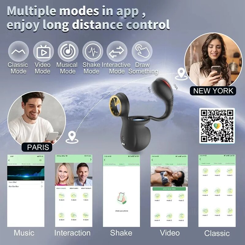 APP Control Vibrating Cock Ring Vibrator Wearable Testicle Prostate Massager Delay Ejaculation Trainer Sex Toy for Men