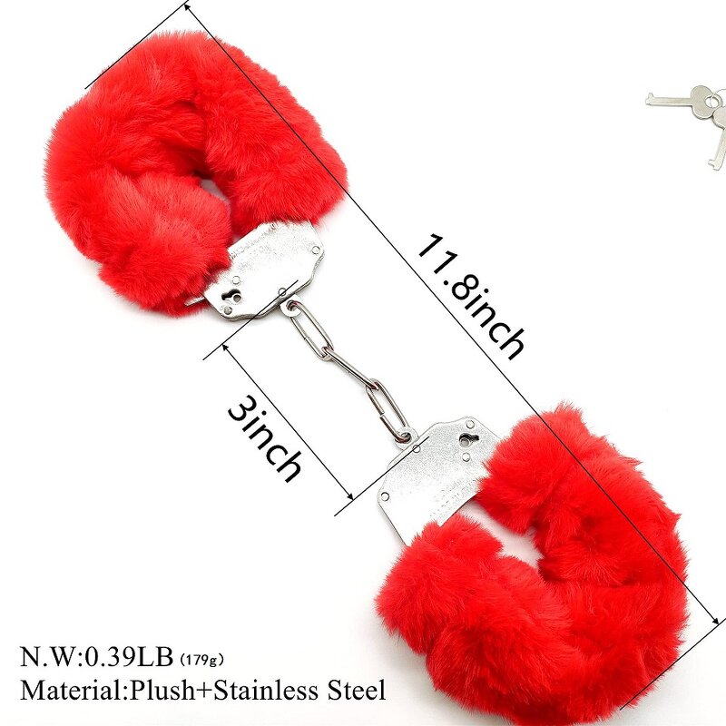 Fluffy Furry Handcuffs with Keys Metal Fuzzy Wrist Cuffs Soft Plush SM Bondage Cuffs Quick Release Handcuffs for Couples Cosplay
