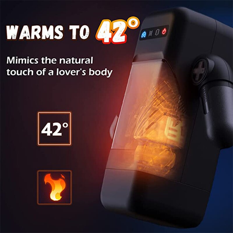 Heating Robot Masturbation Game Cup for Men Automatic Thrusting Vibrator Real Vagina Sex Toy Male Masturbators With Phone Holder