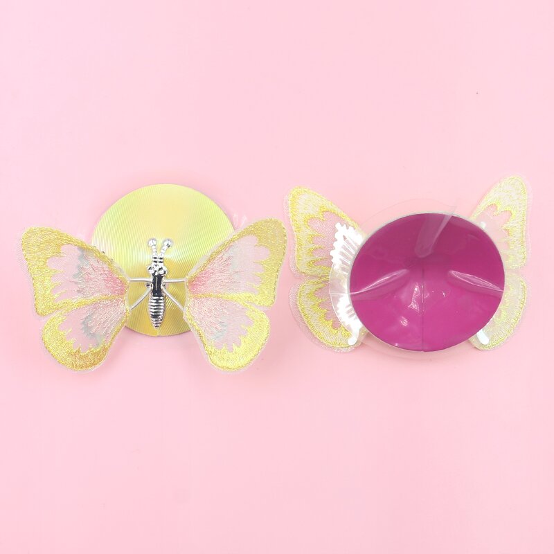3D Stereo Flash Embroidery Yellow Purple butterfly Metal Nipple Decorative Sexy Boobs Cover Reusable Nipple Cover Pasties Club