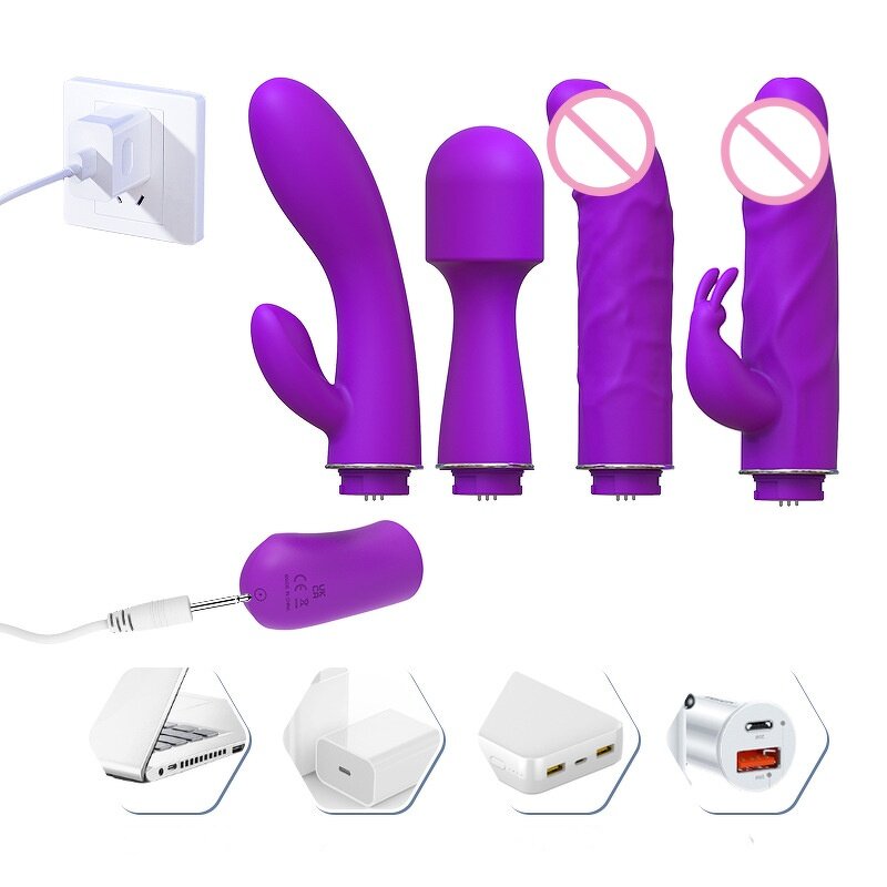 Ultimate Pleasure 4-Pack: Rabbit Dildo Vibration G Spot Stimulator Clitoral Massager Reusable Sex Vibrator Set for Gift