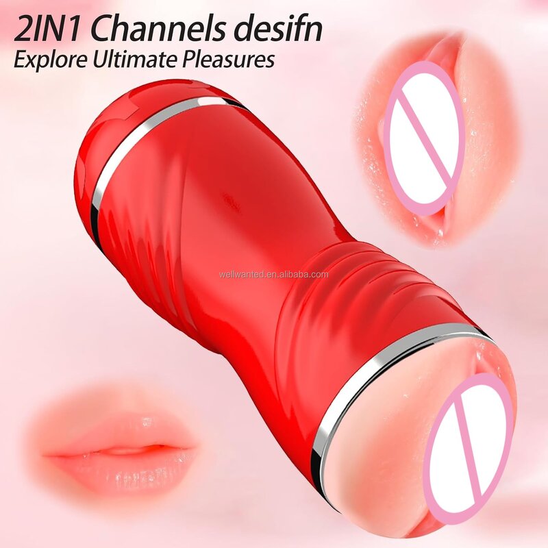 2in1 Male Masturbators Double-Side Silicone Hand Free Pocket Toy, Realistic Texture Male Masturbation Cup for Masturbation