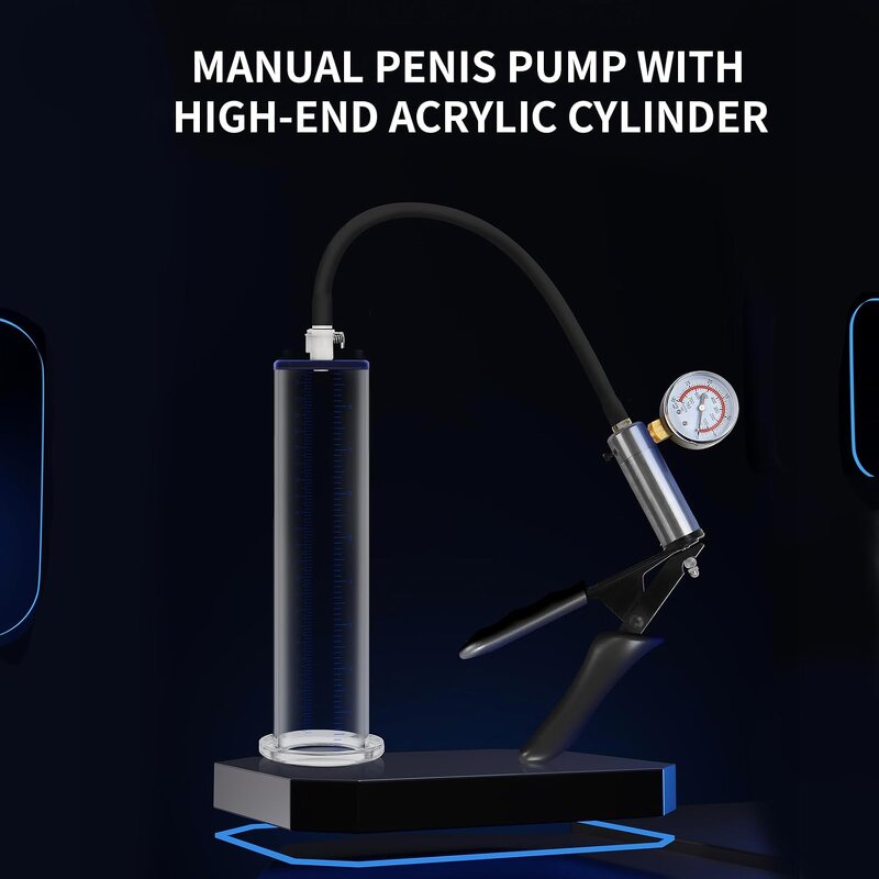 Penis Pump with Pressure Gauge, 12 X 2.5 Inch Cylinder,1 Silicone Sleeves, Penis Enlargement Device Male Sex Toys for Men