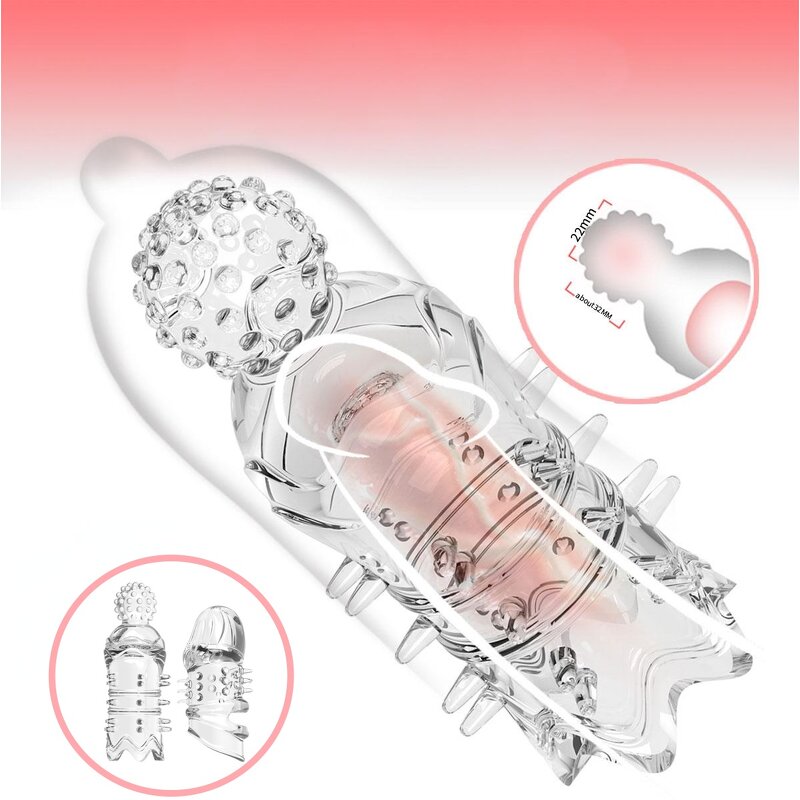 2 PCS Crystal Penis Sleeve Glans Cover Penis Enlargement Sleeve Extender Exercise Sex Toys for Men Sex Products