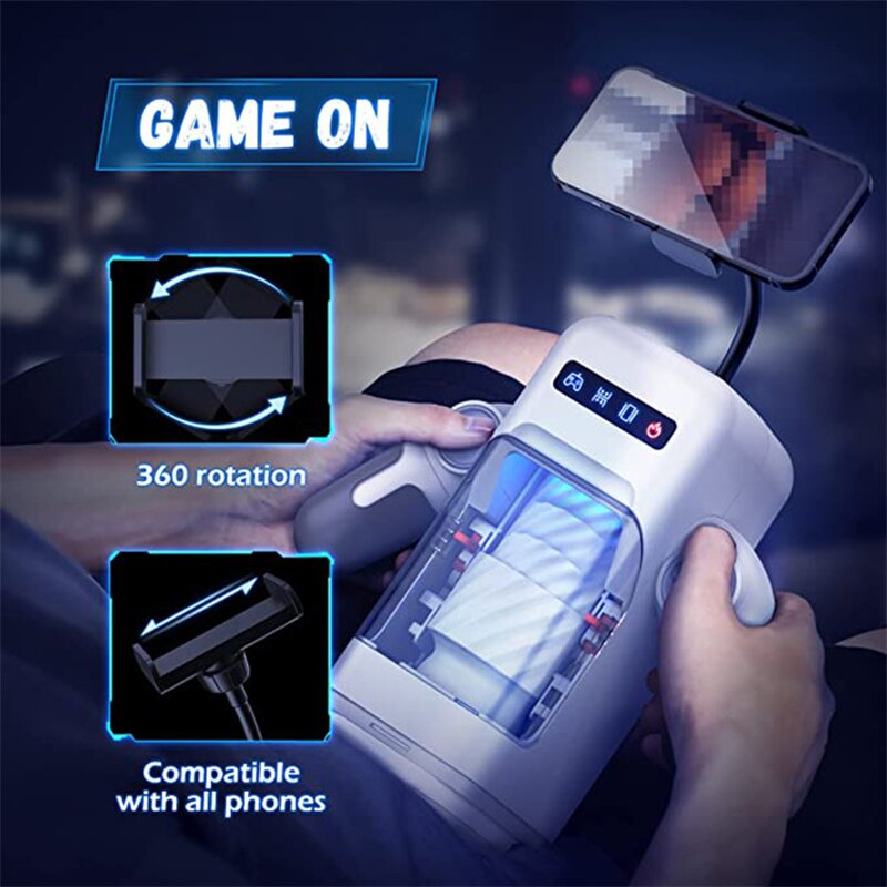 Heating Robot Masturbation Game Cup for Men Automatic Thrusting Vibrator Real Vagina Sex Toy Male Masturbators With Phone Holder