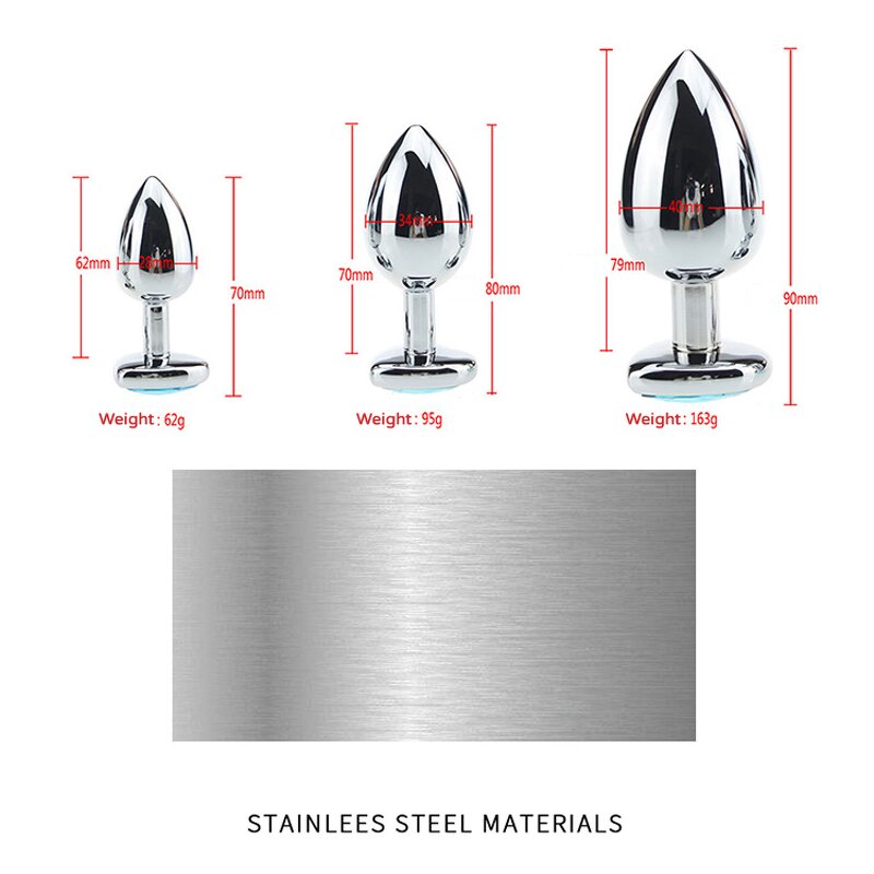 S M L 3 SIZE choose Metal Anal Butt Plug Stainless Sexy Toy Crystal Jewelry Anal Dildo Fetish Adult Sex Toy Anal Butt Plug