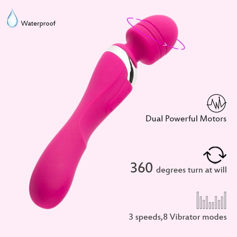 AV Wand Women's Dual-Head Silicone Vibrator Clitoris Stimulator and G-Spot Massager Adult Sex Toy for Female Pleasure