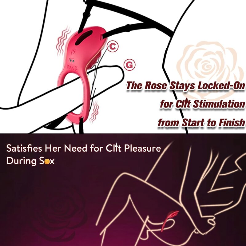 Couples Rose App Remote Control Wearable Vibrator, Couple Women Adult Sex Toys Games for Men, Hands Free Panty Clitoris Vibrator