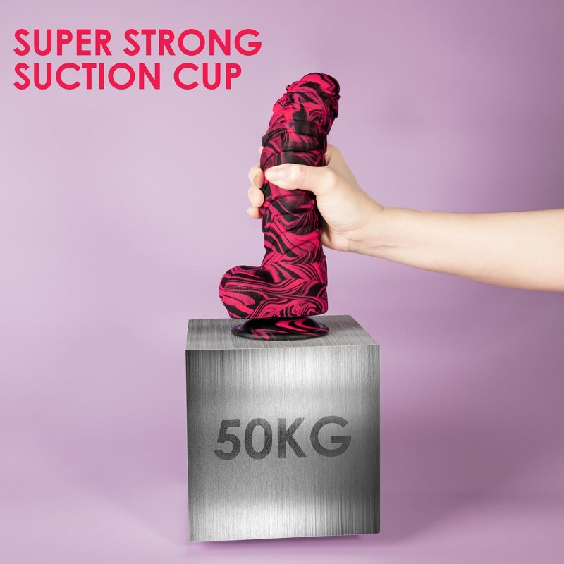 Realistic Thick Liquid Silicone Dildo 8.66 Inch Adult Toys, Unique Ribbed Monster Big Dildos with Strong Suction Cup Sex Toy