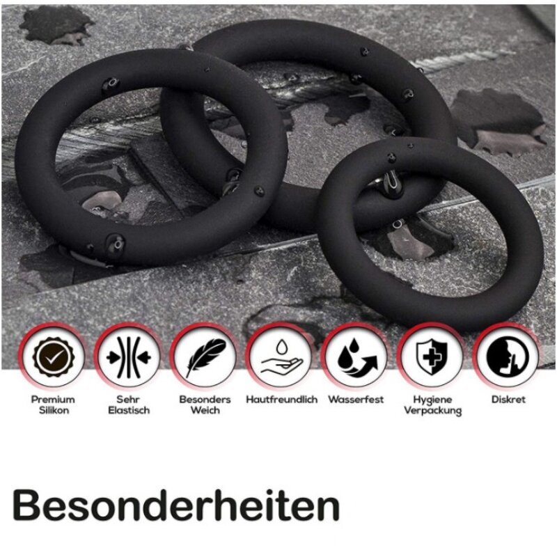 S M L Size 3PCS Set Penis Ring Stay Strong Elastic Men's Cock Ring for Time Delay Ejaculation