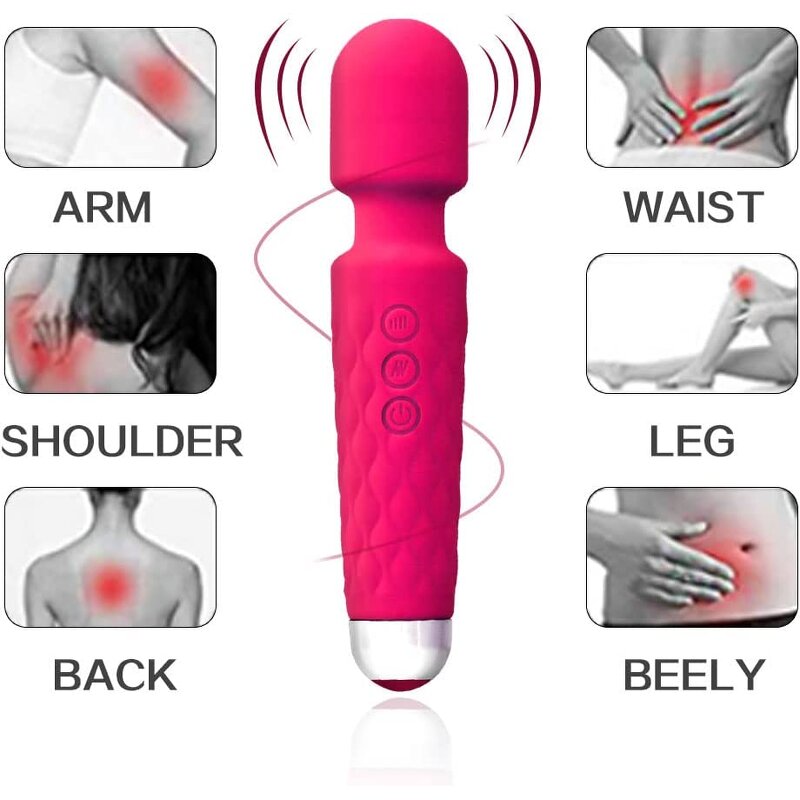 8 Speed 20 Frequency Hot Sale Silicone Wand Massager Waterproof Magic Personal Massager USB Rechargeable Vibrator