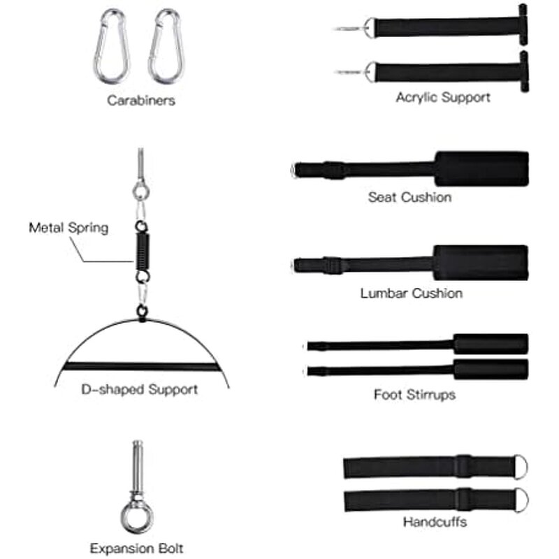 2-in-1 Ceiling Sex Swing Door Adjustable Straps Adult Sex Games 1100 Lbs Hanging Capacity Thick Sponge Bondage Gear