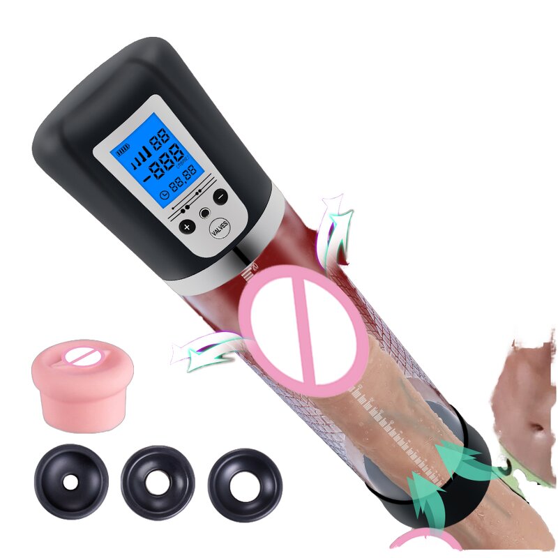 LCD Electric Penis Pump Penis Enlargement Extend Pump Penis Trainer Male Masturbators Cup Dick Pump Sex Toys for Men