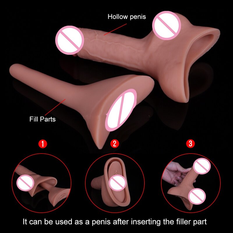 3 in 1 Stand to Pee Silicone Dildo Prosthetic Packer Transgender STP for FTM for G-Spot Stimulator Feature Big Penis Cock
