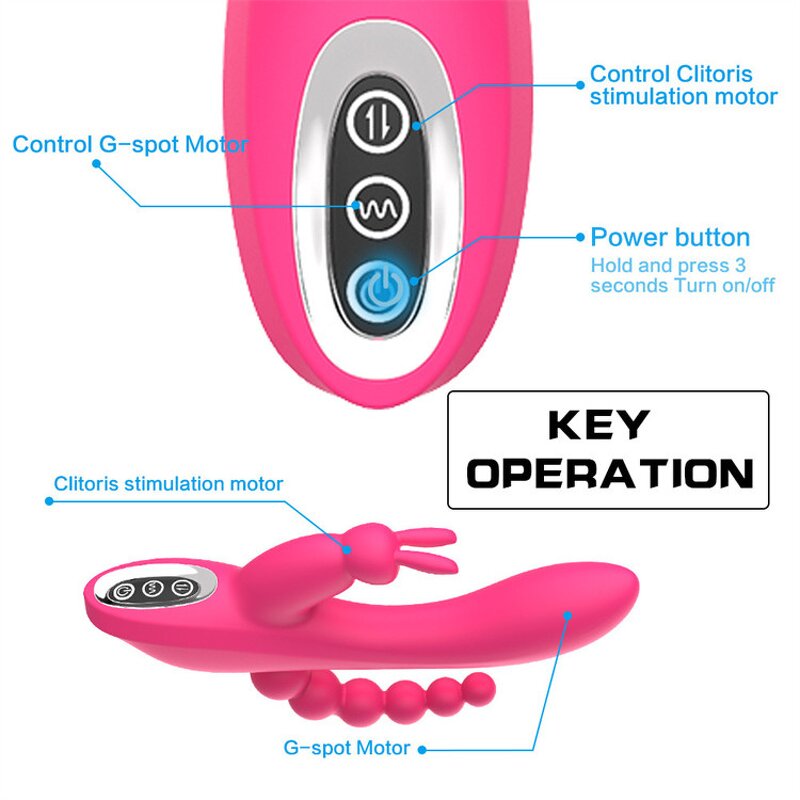 G Spot Rabbit Vibrator for Women Clitoris Stimulation with 7 Powerful Vibrations, 3 in 1 Clit Anal Stimulating Dildo Massager