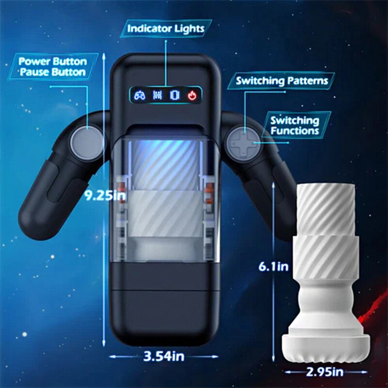 Heating Robot Masturbation Game Cup for Men Automatic Thrusting Vibrator Real Vagina Sex Toy Male Masturbators With Phone Holder