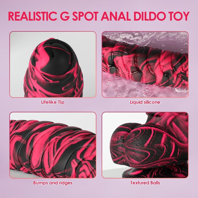 Realistic Thick Liquid Silicone Dildo 8.66 Inch Adult Toys, Unique Ribbed Monster Big Dildos with Strong Suction Cup Sex Toy