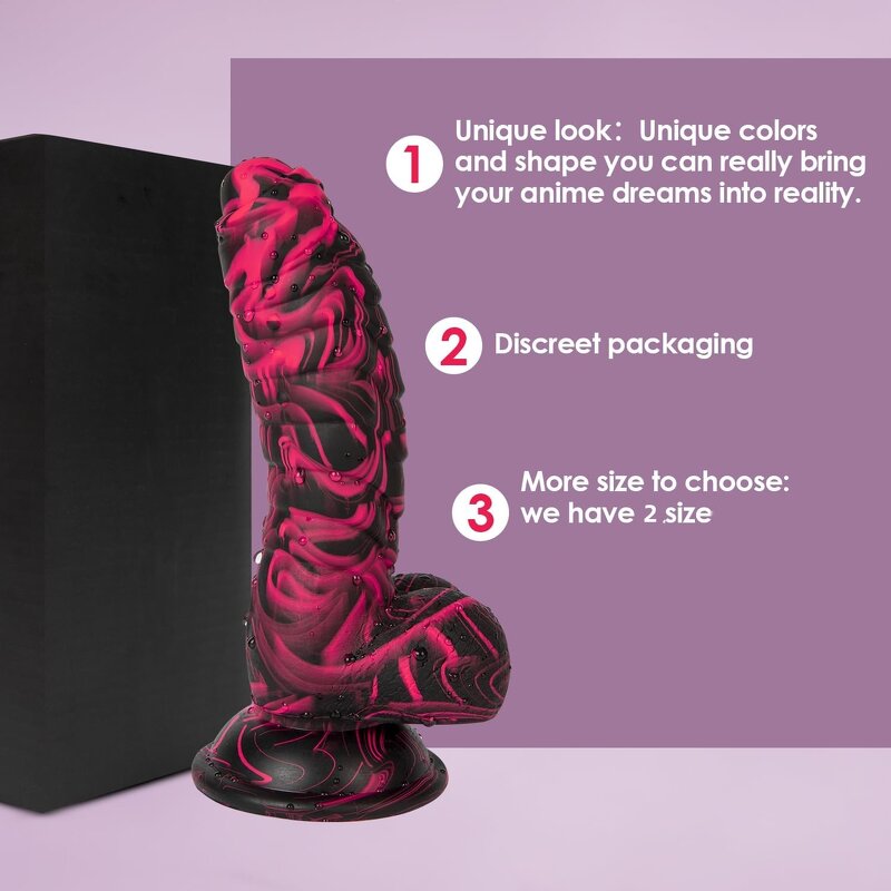 Realistic Thick Liquid Silicone Dildo 8.66 Inch Adult Toys, Unique Ribbed Monster Big Dildos with Strong Suction Cup Sex Toy