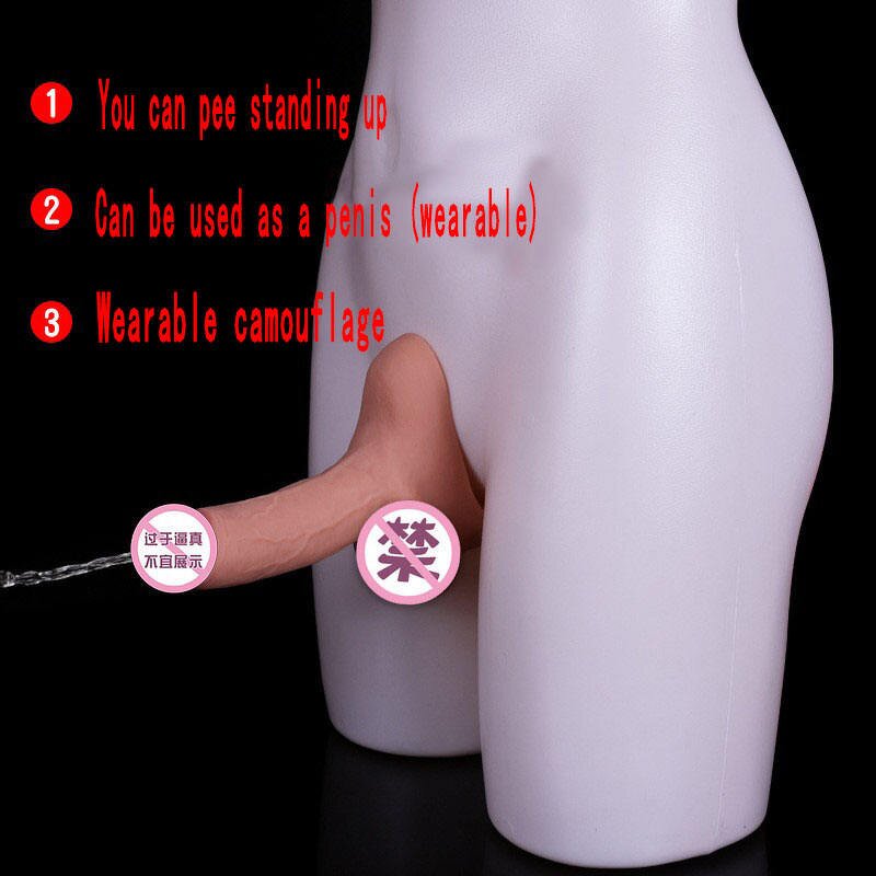 3 in 1 Stand to Pee Silicone Dildo Prosthetic Packer Transgender STP for FTM for G-Spot Stimulator Feature Big Penis Cock